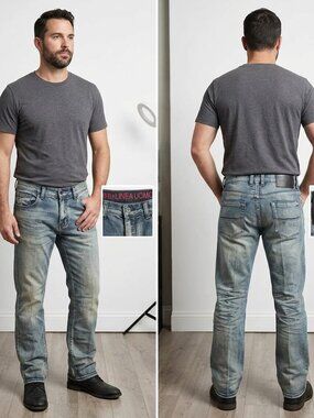 LINEA UOMO Relaxed Straight Fit Jeans Men's Size 36x30 Medium Wash Blue 0487